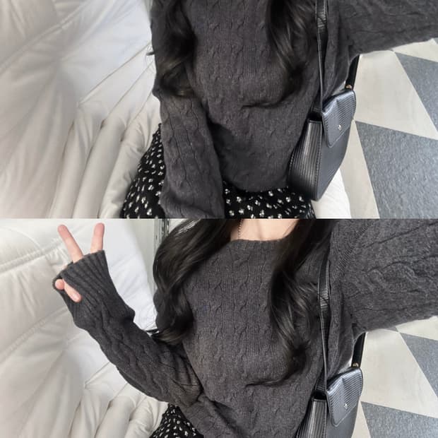 폴로 랄프로렌 차콜 케이블 니트 