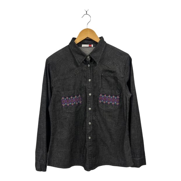 W-M) 빈티지 JPN 흑청 자수 웨스턴 데님 셔츠 TS-064