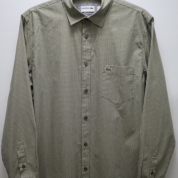 라코스테 카키체크 셔츠 슬림핏 드라이완료