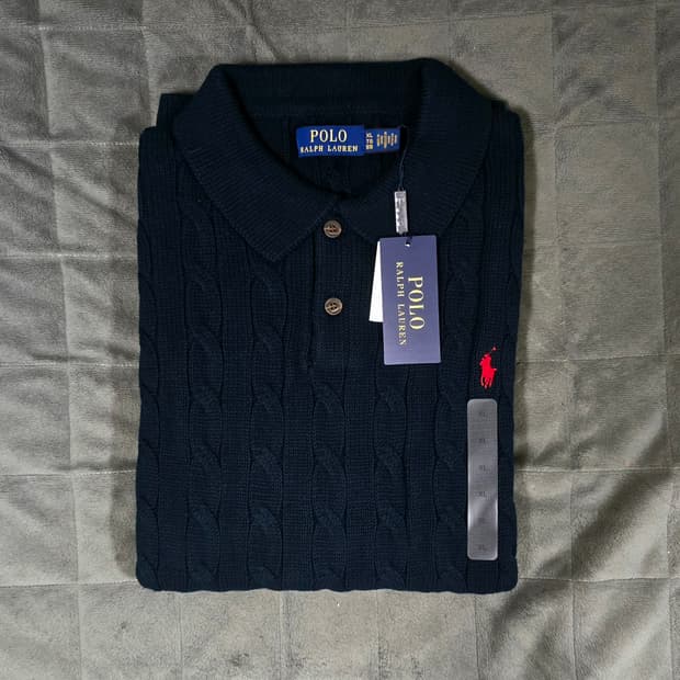 폴로 랄프로렌
케이블 반팔 니트 카라티 네이비 XL 새제품