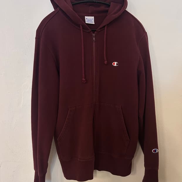 챔피온 버건디 후드집업 M