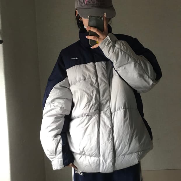 나이키 네이비 오버핏 패딩