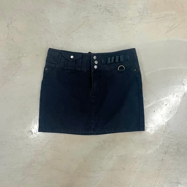 eyelet detail black skirt