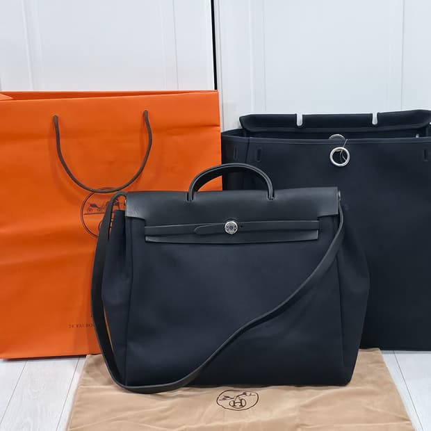 에르메스 에르백39 에르백mm 캔버스 블랙 숄더백