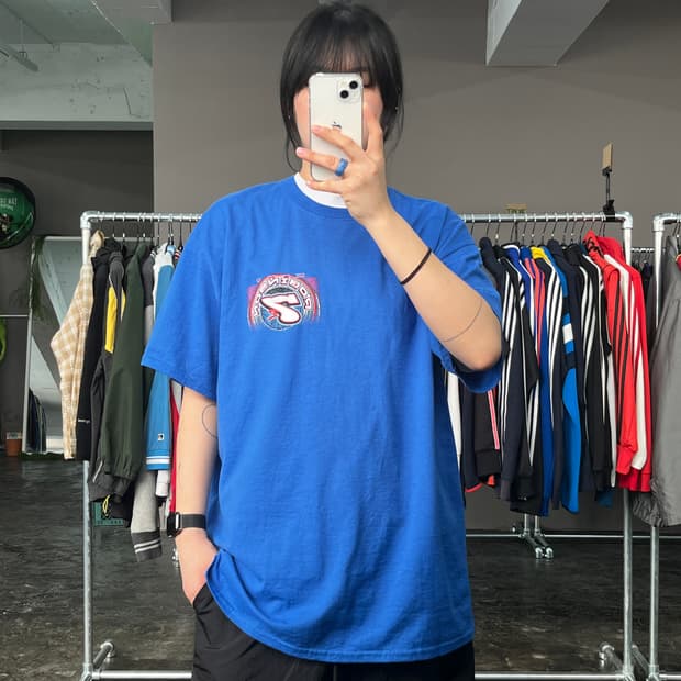 빈티지 레이싱 프린팅 반팔 티셔츠 