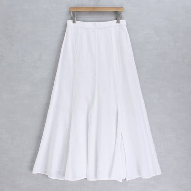SIMPLICITE _ 100% linen slit skirt