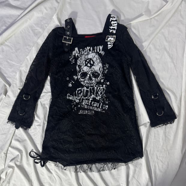 Acdc rag 스컬 스파이더 웹 롱슬리브 아나키 펑크 y2k