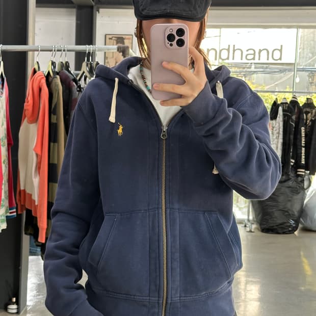 폴로랄프로렌 코튼후드집업 네이비