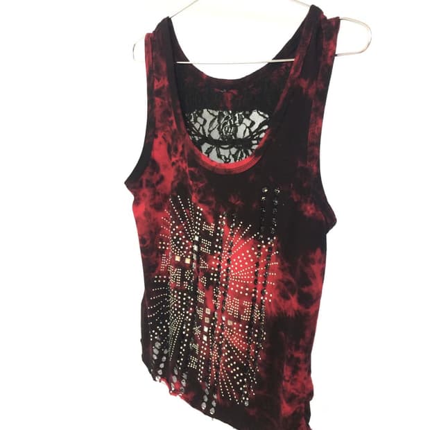 Punk Stud Sleeveless 펑크 고딕 십자가 스터드 나시