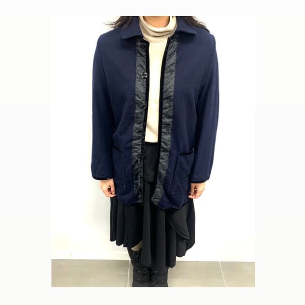 꼼데가르송 트리콧_라운드칼라 울코트 m