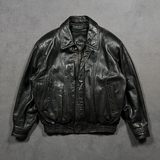 90's 입생로랑 양가죽 블루종 봄버 레더 자켓