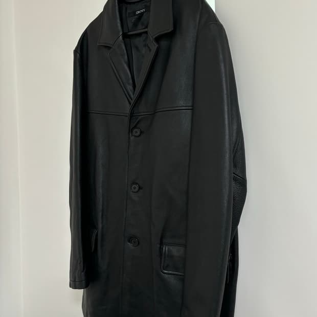 DKNY 90s 레더 카코트 올드캡