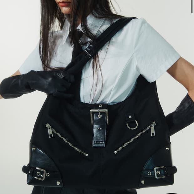 낫노잉 Black Moto Hobo Bag