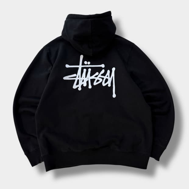 스투시 오버핏 베이직 스탁로고 해비 코튼 스웻 후드 
