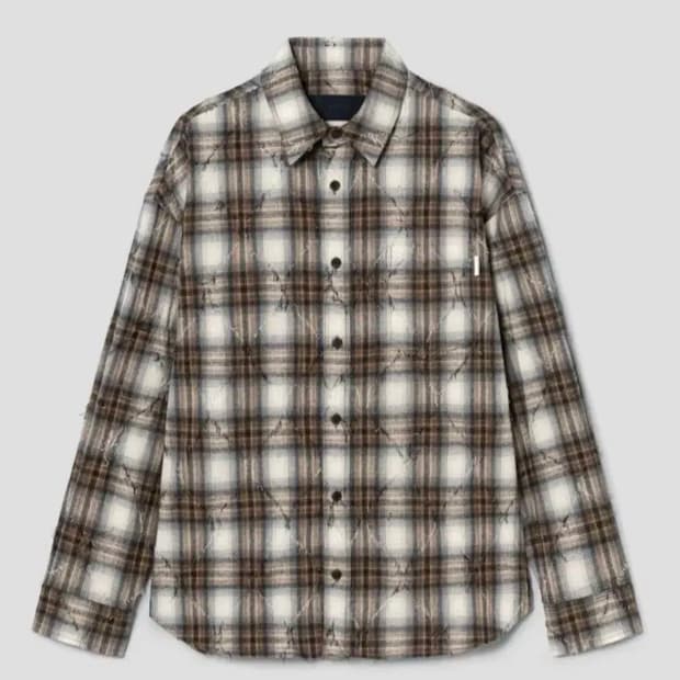 [48] 준지 아가일 니들 체크 루즈핏 셔츠 - 베이지