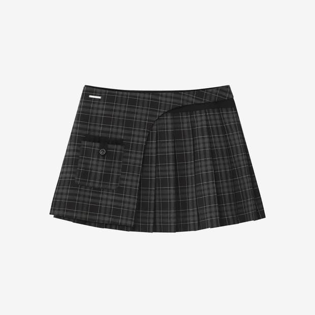 미세키서울 포켓레이어드 체크스커트 블랙(1size)