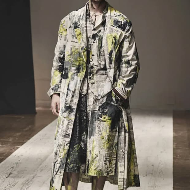 요지야마모토 뿌르옴므 페인트 뉴스페이퍼 드로스트링 하프 팬츠