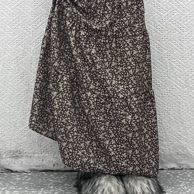 빈티지 밴딩 보헤미안 모리걸 잔꽃 플레어 롱스커트 24인치 C08419