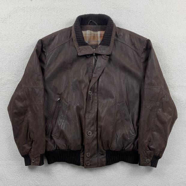 REIHER 독일제 빈티지 브라운 레더 봄버 자켓 