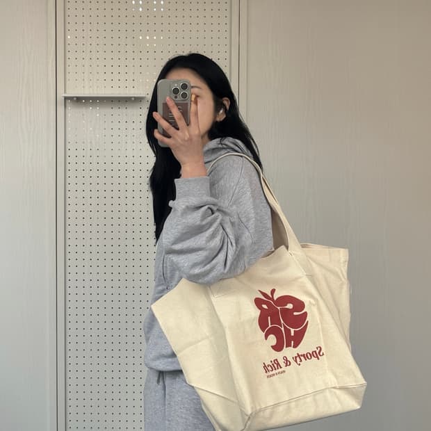 (정품/새상품) SPORTY&RICH 스포티앤리치 애플 로고 에코백