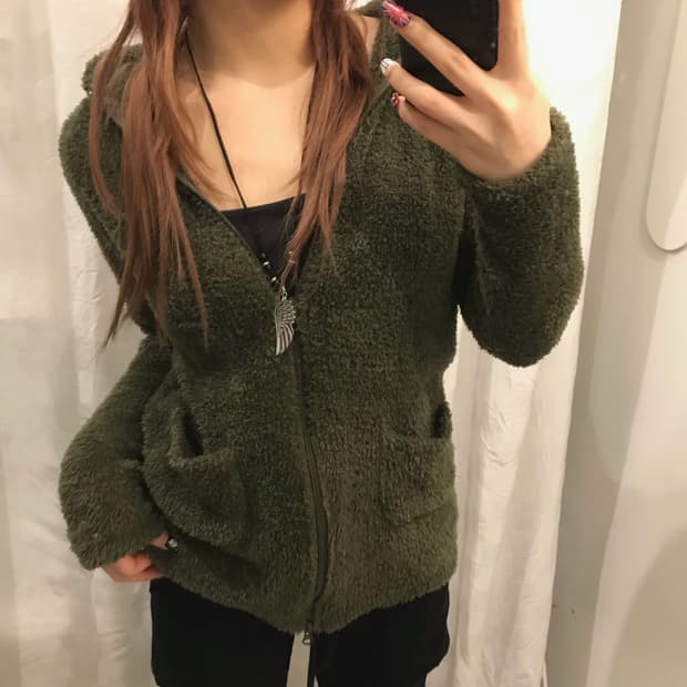 Vintage 빈티지 모리걸 투웨이 그린 플리스 집업