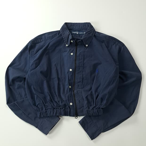CK334 FREE 폴로 90s 다크네이비 크롭 셔츠 자켓