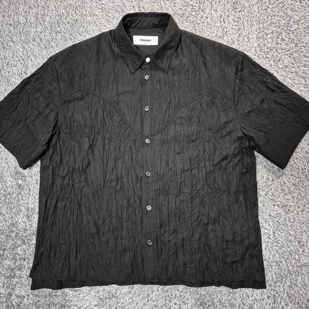 CHUNNNG 남성 링클 시어서커 반팔 셔츠 M(100)