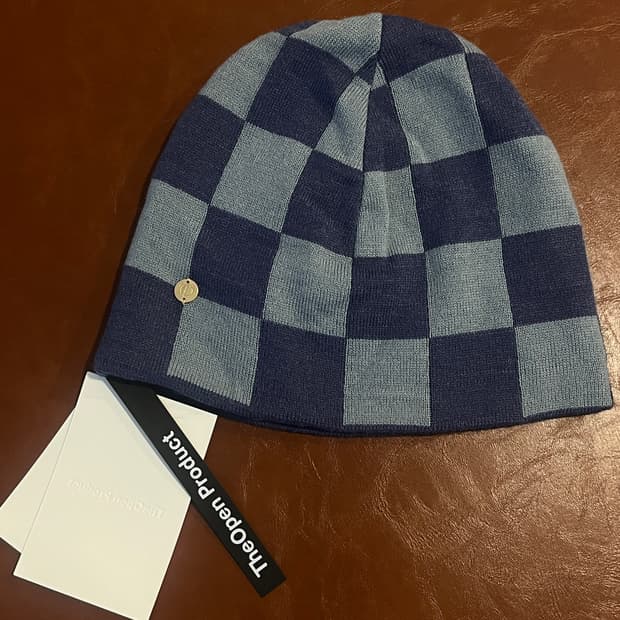 더 오픈 프로덕트 체스보드 체크 비니 스카이블루