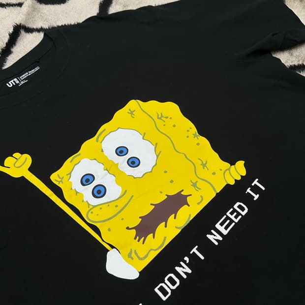 [4XL]유니클로xCPFM 스펀지밥 반팔/블랙