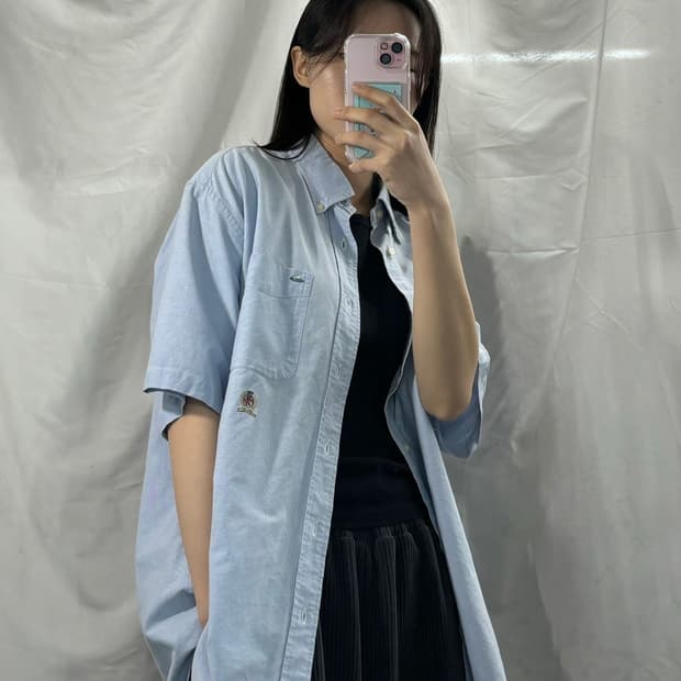 타미힐피거 반팔 셔츠 블루 L