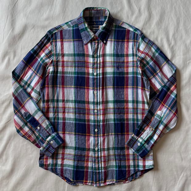 [S/95-97] 폴로 랄프로렌 Linen 체크 클래식 핏 셔츠