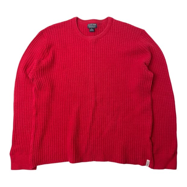[중고] 폴로 진스 라운드넥 와플 니트 레드 XL