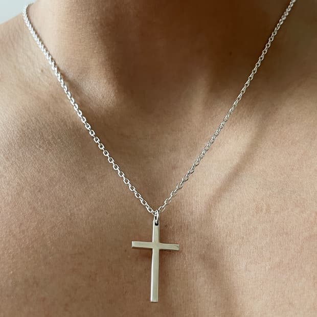 S925 크로스 팬던트 네크리스 - 클래식 라인