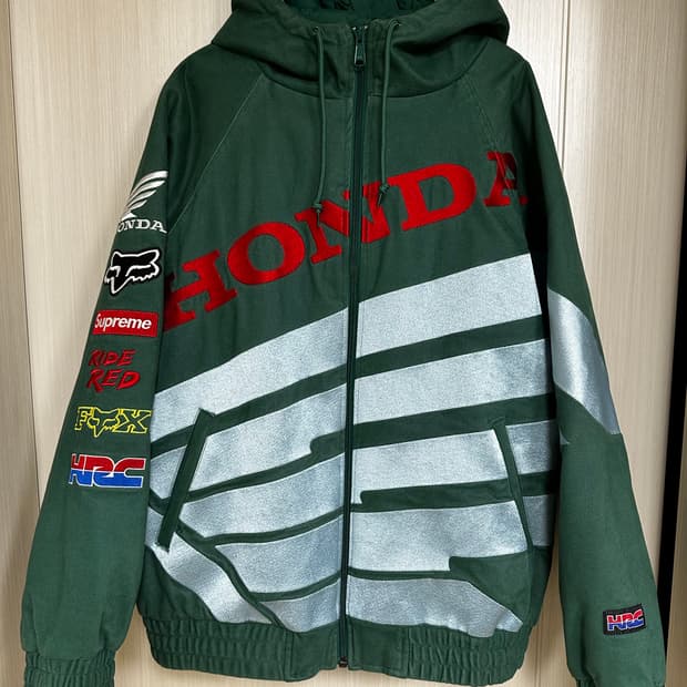 슈프림 x 혼다 x 폭스레이싱 퍼피 집업 자켓 그린 size : XL