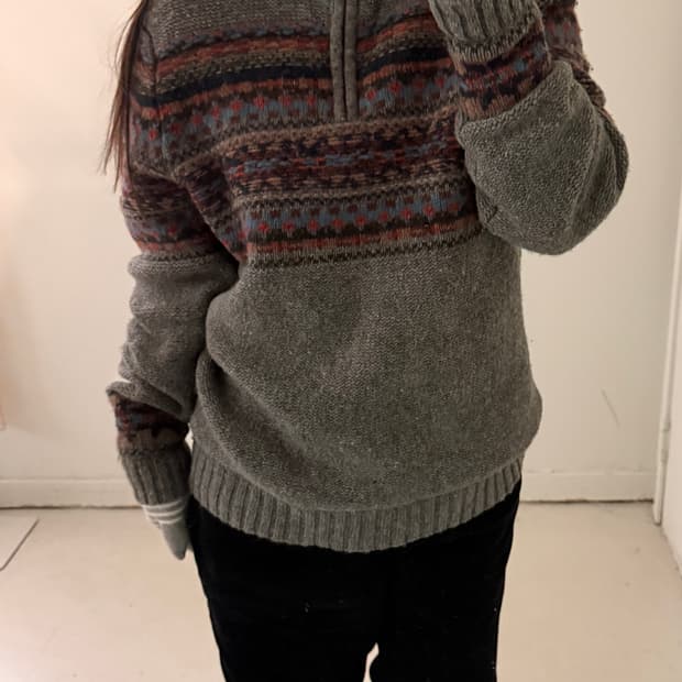 빈티지 페어아일 하프집업 스웨터