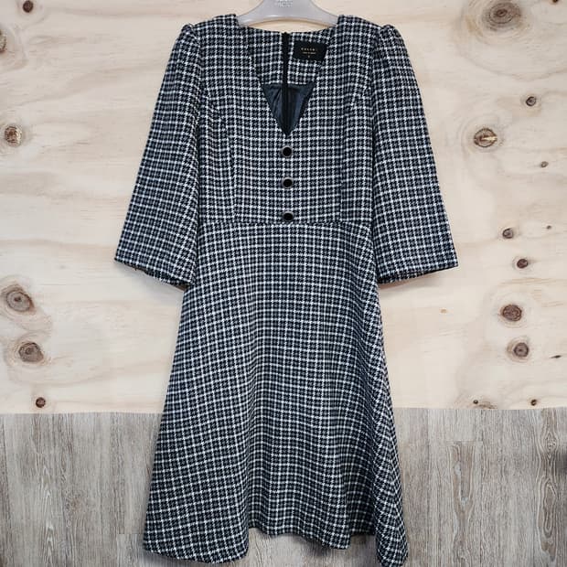 591) 여성 체크원피스