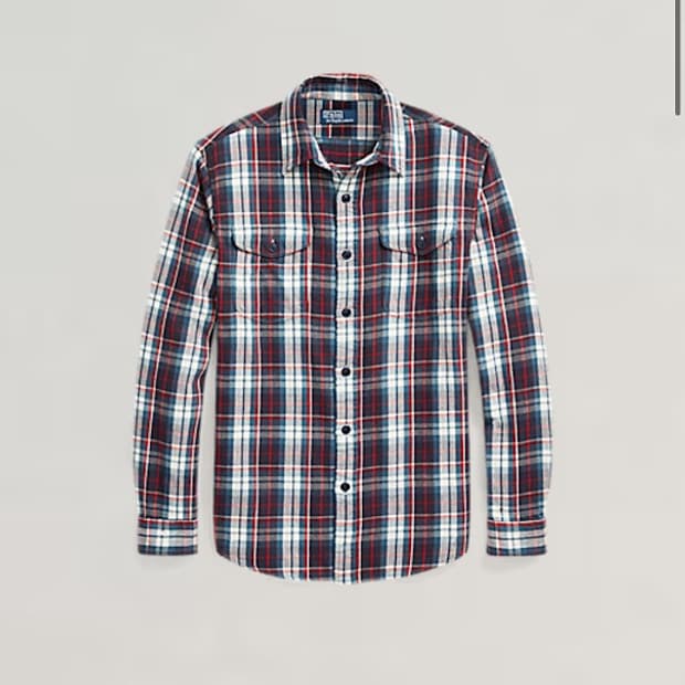 폴로 클래식핏 플래드 트윌 워크 셔츠 (QR)