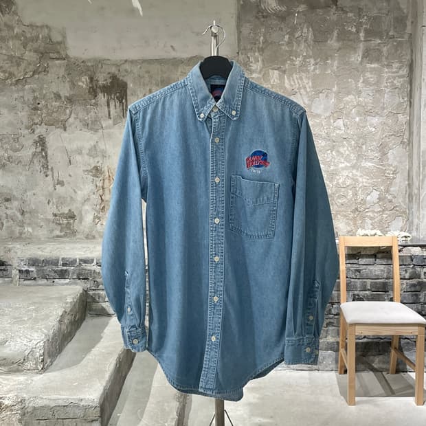 플래닛 할리우드 연청 싱글 포켓 데님 셔츠