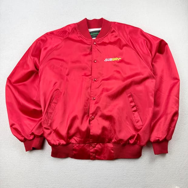 90s USA subway satin bomber jacket