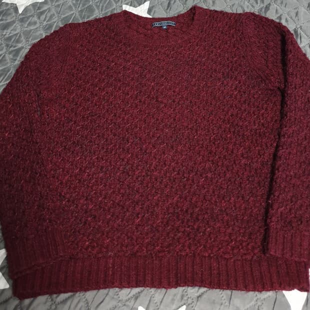 크리스크리스티 알파카 울 혼방 트위드 니트 스웨터 버건디 (L