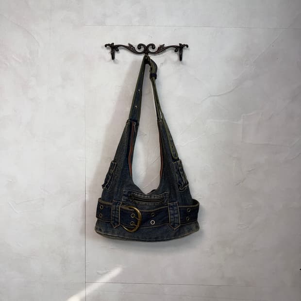 Washing denim y2k pocket buckle 숄더백