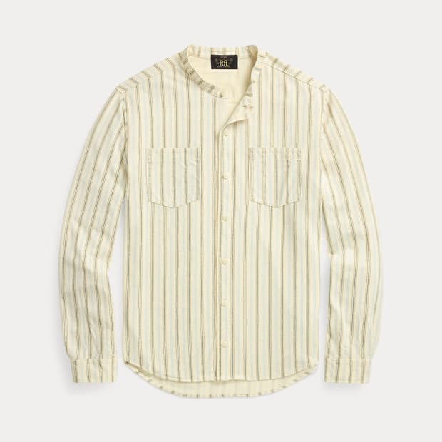 RRL 더블알엘 스트라이프 린넨코튼 저지 셔츠 M