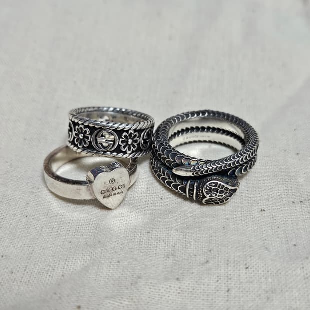 구찌 실버 반지 모음 (플라워/하트/스네이크)