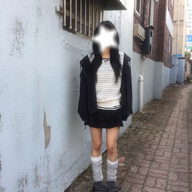 빈티지 후드 코디세트