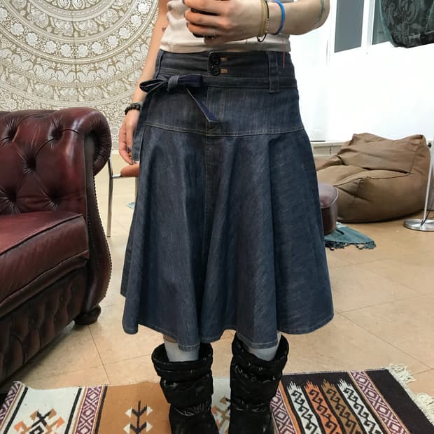 Reneevon 데님 미디 스커트 