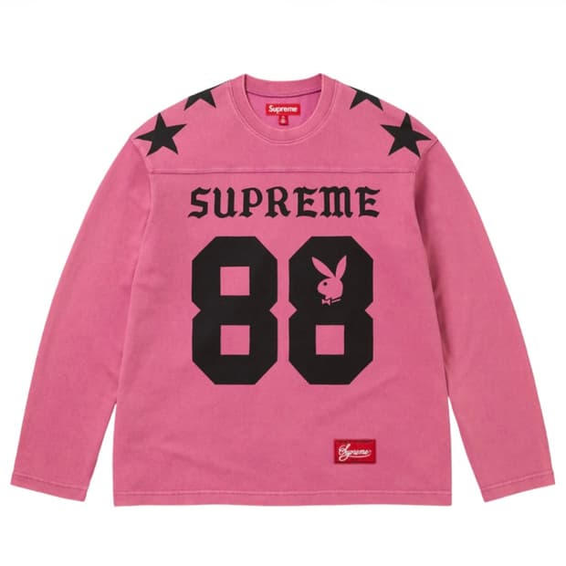 슈프림 x 플레이보이 롱슬리브 풋볼 탑 핑크 XL