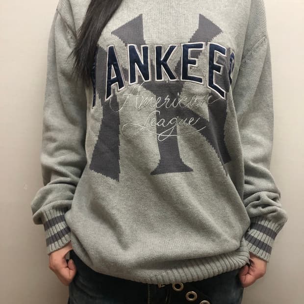 빈티지 mlb 빅 로고 니트