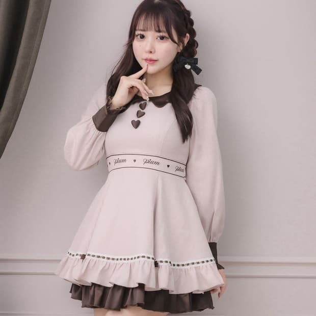 pium 초콜릿 플레어 미니 원피스 히메갸루 라떼갸루 리즈리사 
