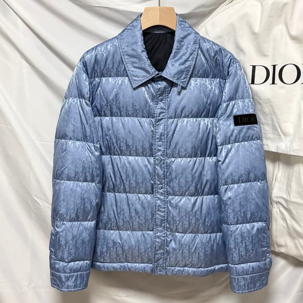 [S+급/48] 디올 오블리크 퀼팅 자켓 패딩 블루