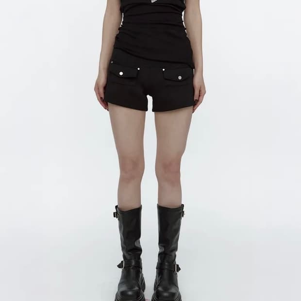 러프넥 Flap Pocket Short Pants Black S